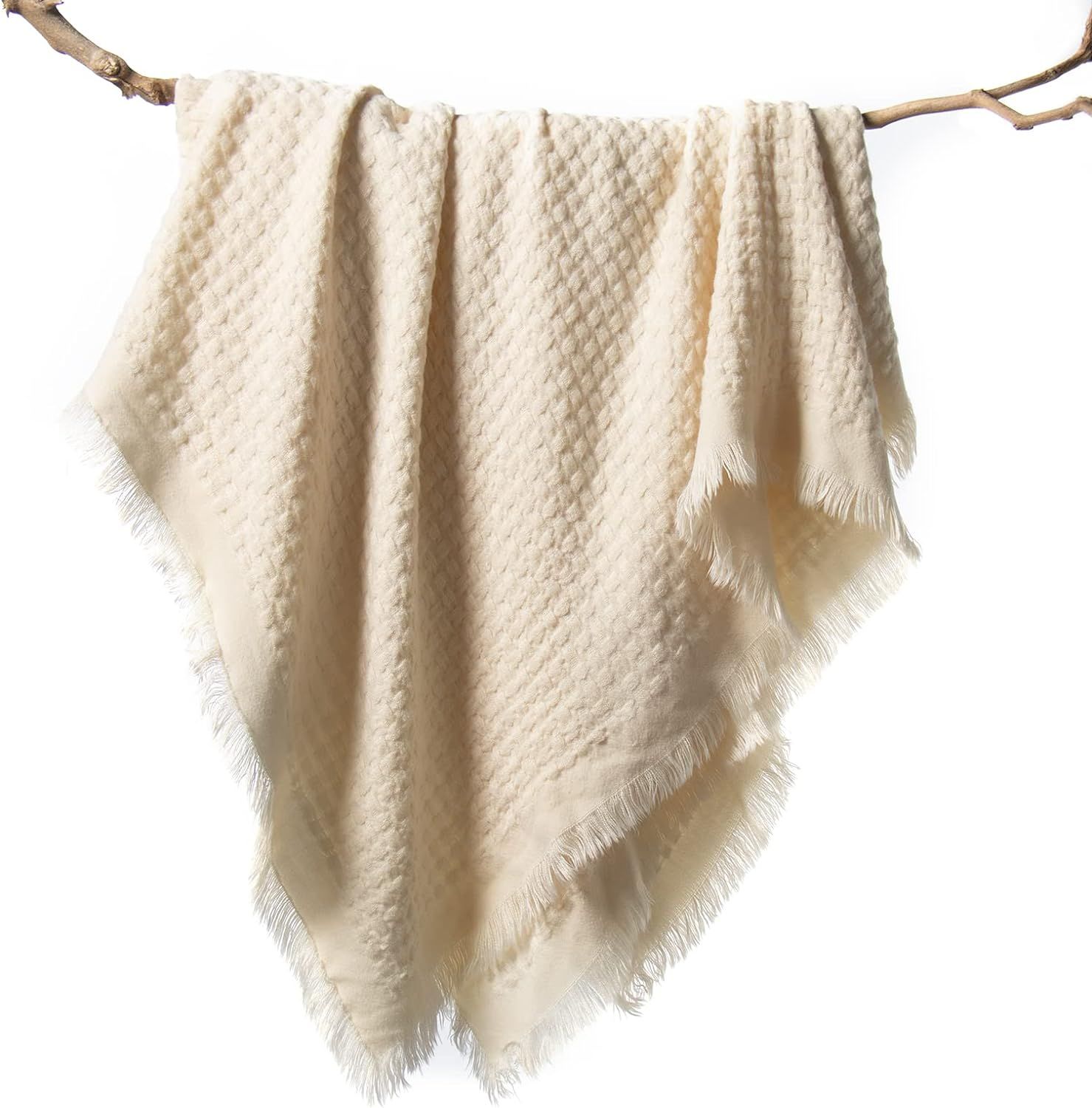 lifein White Throw Blanket for Couch-Soft Spring Boho Knit Throw Blanket,Cozy Farmhouse Waffle Kn... | Amazon (US)