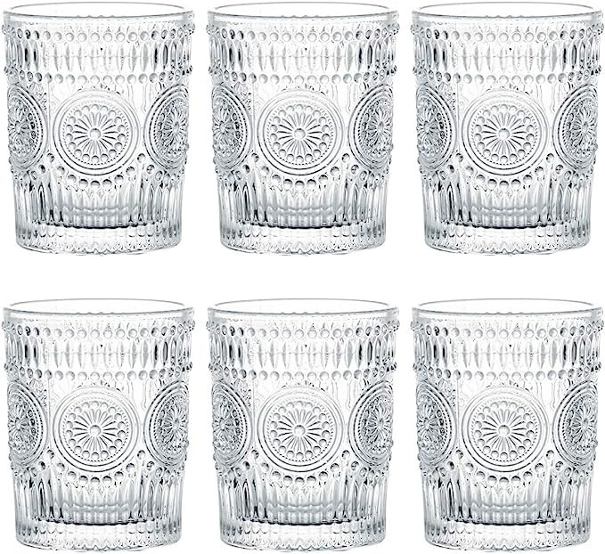 Kingrol 6 Pack 9 oz Romantic Water Glasses, Premium Drinking Glasses Tumblers, Vintage Glassware ... | Amazon (US)