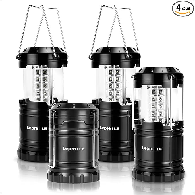 Lepro LED Camping Lanterns Battery Powered, Collapsible, IPX4 Water Resistant, Outdoor Portable L... | Amazon (US)