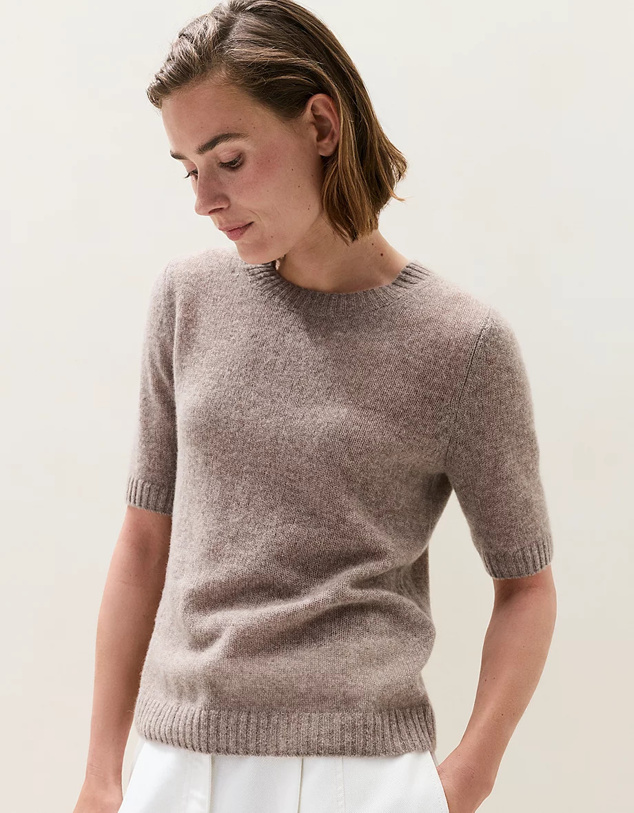 Layering Cashmere Knitted T-shirt | Tops & T-Shirts | The  White Co... | The White Company UK & ROW