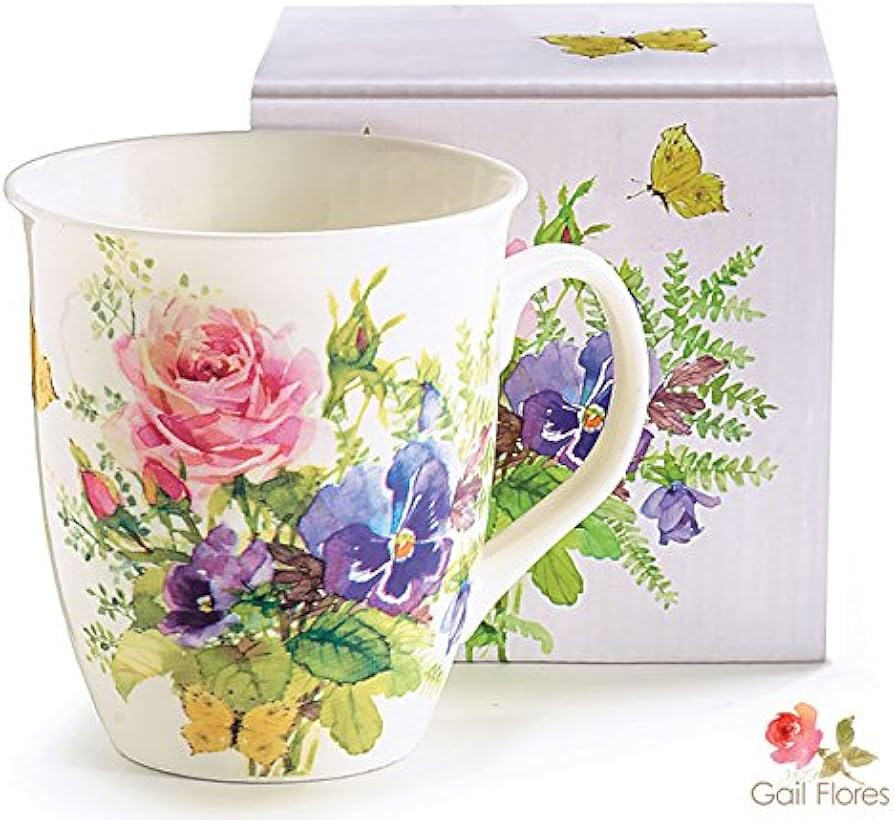 Porcelain MUG ABUNDANT BLOOMS Holds 16 oz. | Amazon (US)