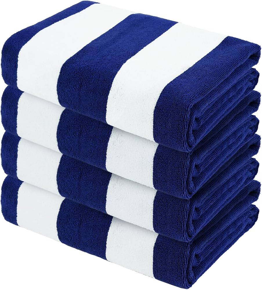 Exclusivo Mezcla 4 Pack Large Cabana Stripe Beach Towels, Lightweight Soft Microfiber Beach Towel... | Amazon (US)