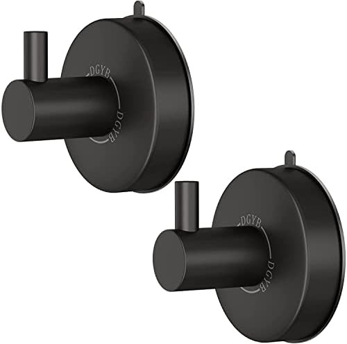 DGYB Black Suction Cup Hooks for Shower Set of 2 Bathroom Towel Hooks for Wall SUS 304 Stainless ... | Amazon (US)
