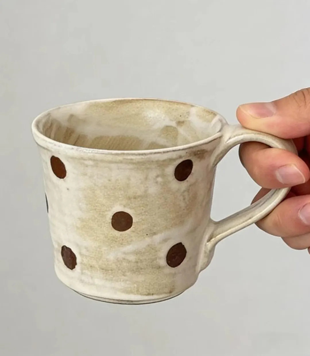 Vintage Polka Dot Ceramic Coffee Cup With Saucer, Rustic Tea Cup Set, Handmade Style Mug, Aesthet... | Etsy (Global)