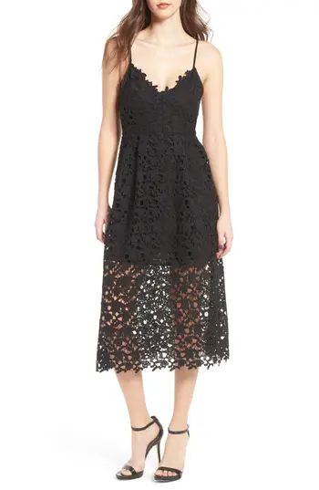 Women's Astr The Label Lace Midi Dress, Size X-Large - Black | Nordstrom