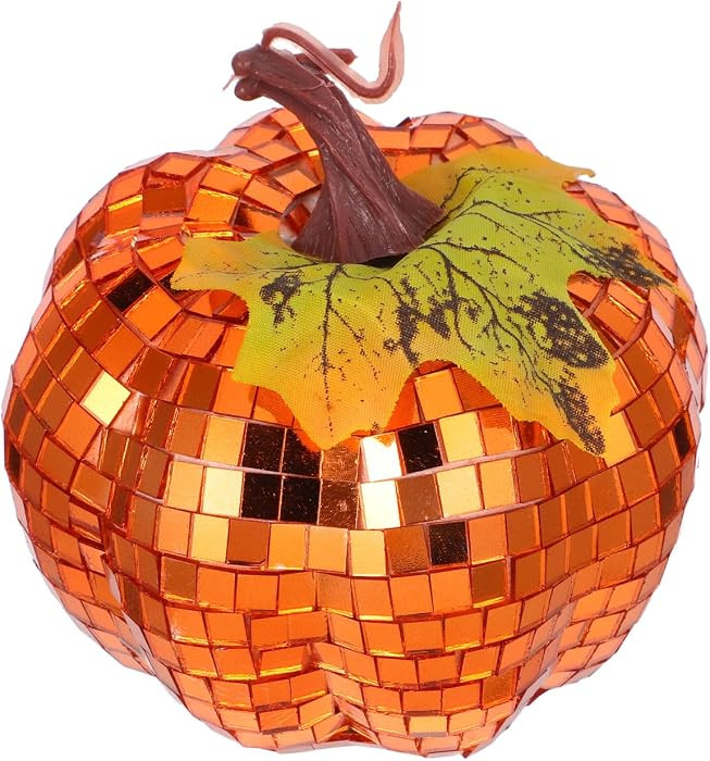 Sosoport Artificial Pumpkin Disco Ball: Reflective Pumpkin Table Centerpieces 70s Disco Party Dec... | Amazon (US)
