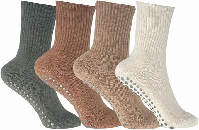Pilates Yoga Barre Grip Socks Crew Womens | Amazon (US)
