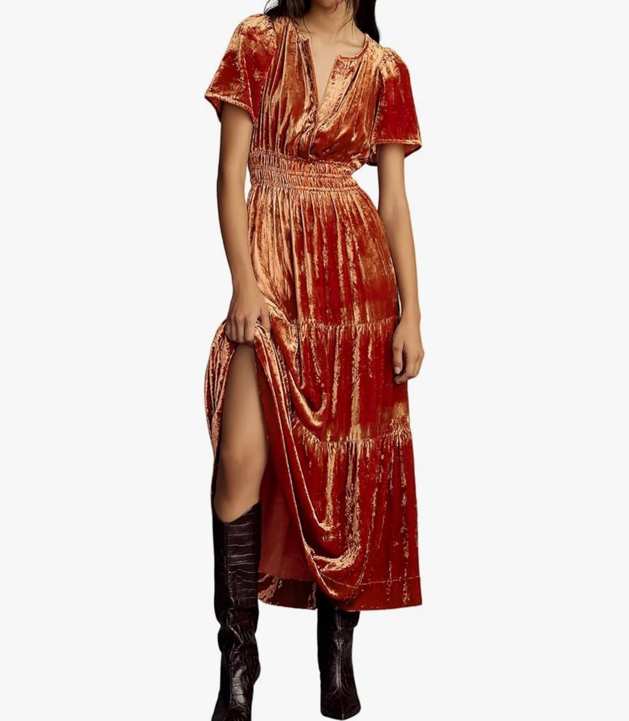 V-Neck Tiered Ruffle Velvet Maxi Dress

#LTKStyleTip #LTKFindsUnder50 #LTKU