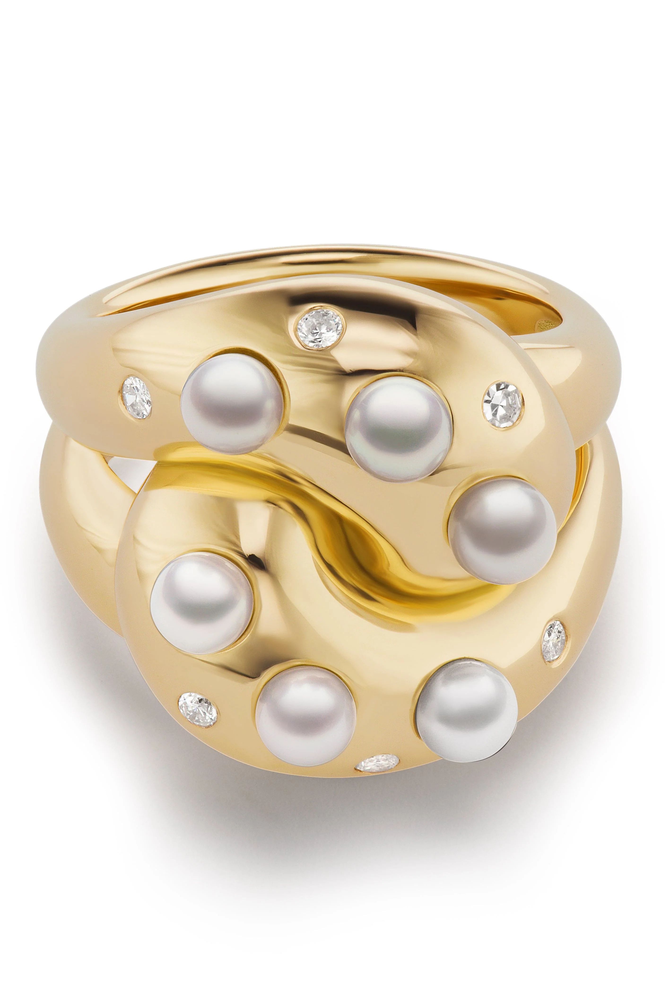 Pearl and Diamond Knot Ring | Marissa Collections