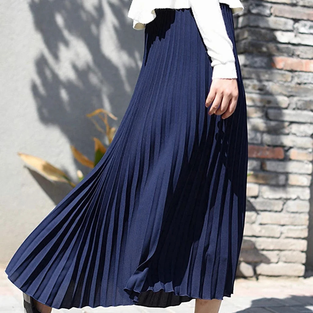 SBYOJLPB The Summer I Turned Pretty Women'S Skirts Womens Solid Pleated Elegant Midi Elastic Wais... | Walmart (US)