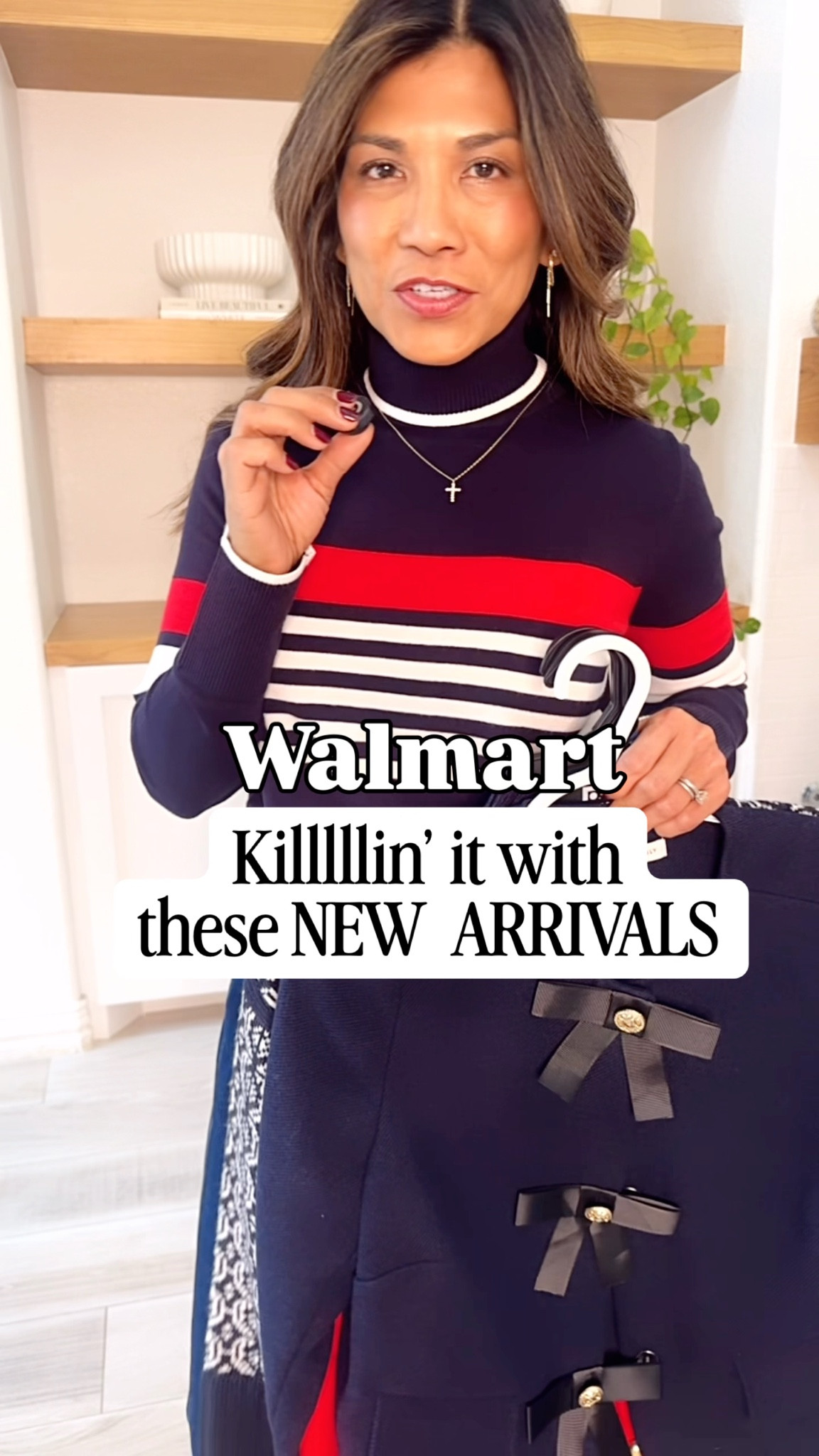 I’m 5’2” 118#ish for reference 
Navy Jacket with bows in XS tts.
Red holiday cardigan in XS.
Striped Turtleneck in small.
Sequined skirt in XS.
Cable knit sweater I sized up to medium for an oversized look. 
Cardigan with bows and hearts I sized up
to medium (small would have been fine). 
Barrel jeans I sized down to 0.
Black jeans with first outfit not Walmart but linked-fit tts in size 2 short length-live the fit and drape, length options.
Studded flats size down.
All
Other shoes fit tts.
Holiday sweaters, fall outfits,fashion over 40, over 50 style, midlife fashion, petite fashion,midlife fashion, affordable fashion, fashion over40, Walmart finds 


#LTKSeasonal #LTKOver40 #LTKHoliday