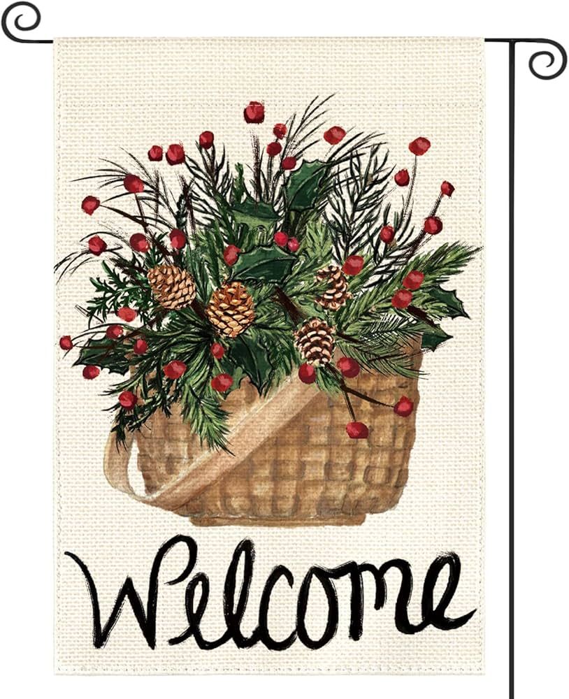 AVOIN colorlife Welcome Holly Red Berries Garden Flag 12x18 Inch Double Sided, Winter Christmas Farm | Amazon (US)