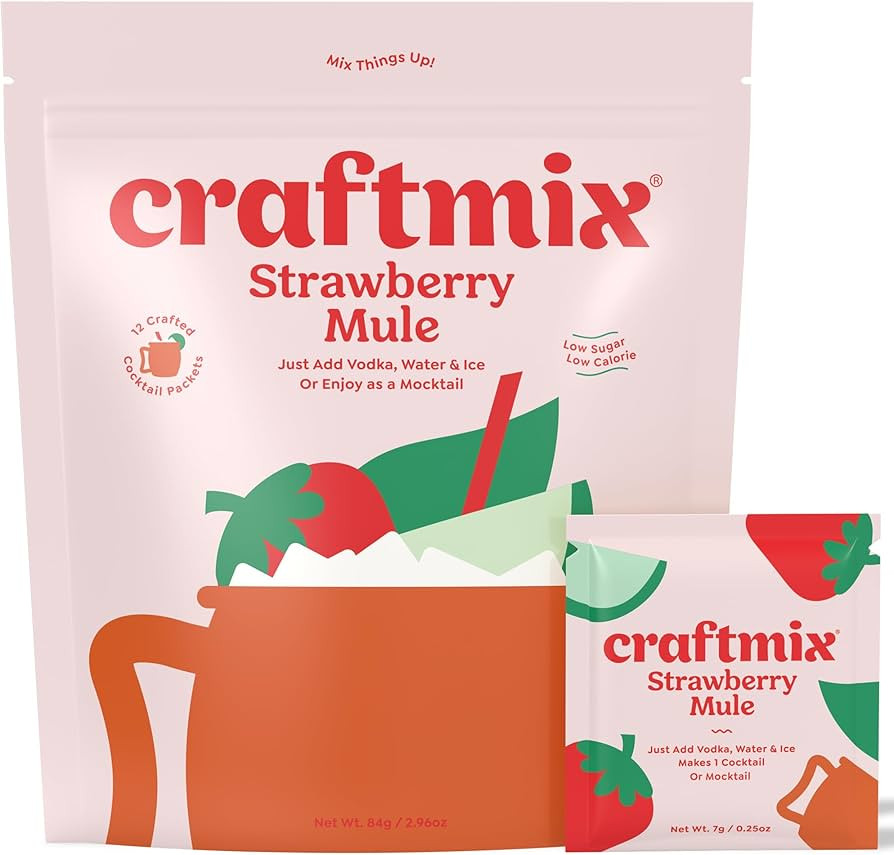 Craftmix Strawberry Mule, Makes 12 Drinks, Skinny Cocktail Mixers Moscow Mule - Mocktail Drink Mi... | Amazon (US)