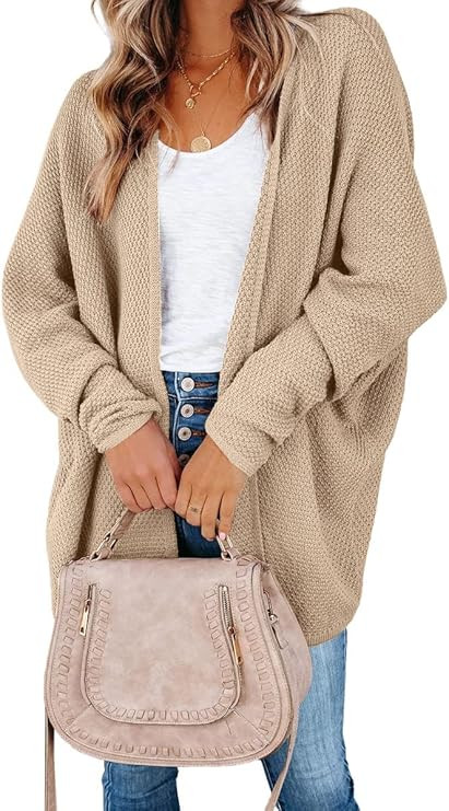 Women's Batwing Knit Cardigans Open Front Sweaters Loose fit Knitwear | Amazon (US)