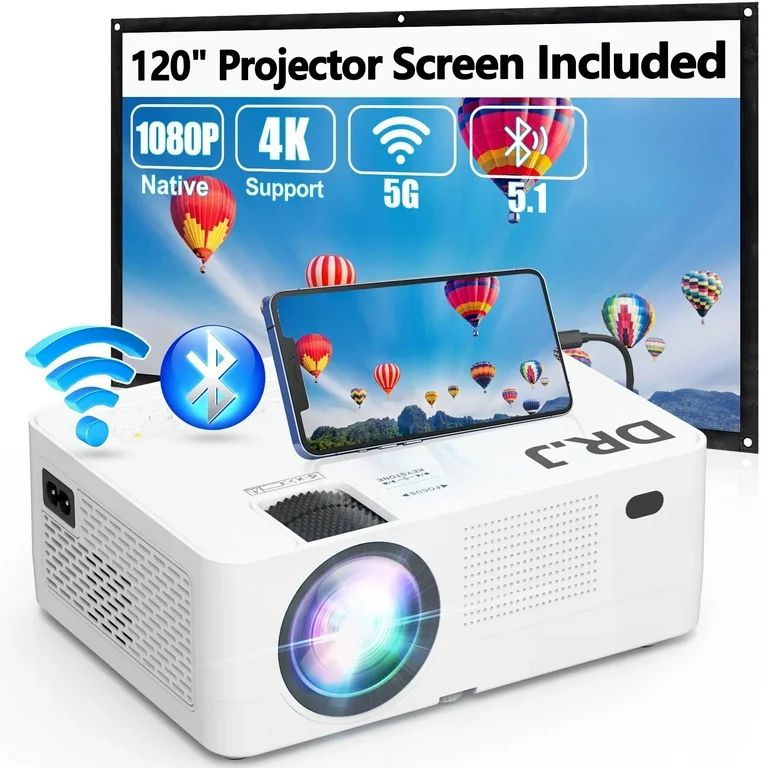 DR.J Professional Projector Native 1080P 5G Wifi 250" Display Projector with Bluetooth 5.1, Full ... | Walmart (US)