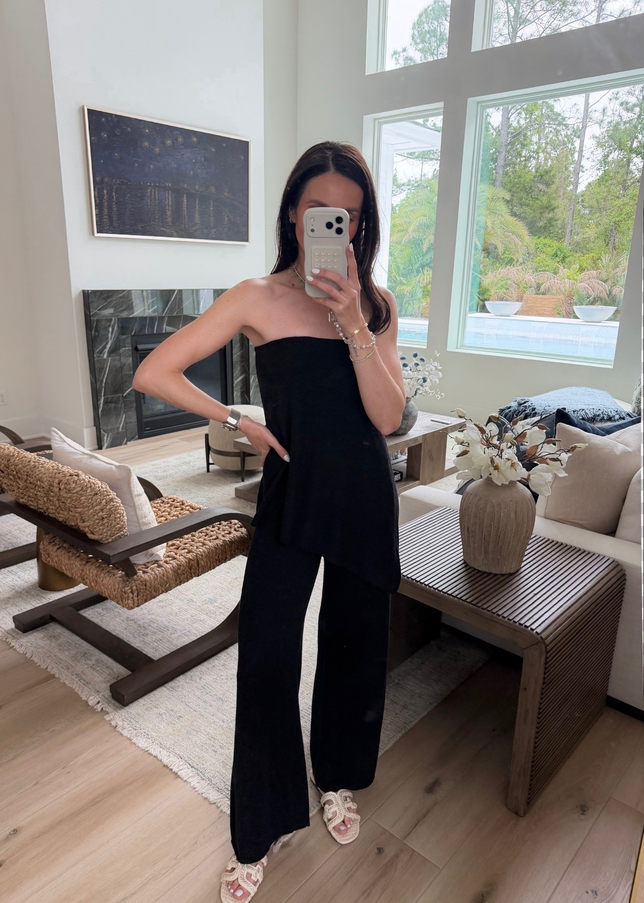 This set is so good and can easily be dressed up or down. The fit is flattering, super comfortable, and perfect for anything from dinner to travel days.

black set outfit, strapless top, wide leg pants, elevated casual, date night outfit, travel outfit, chic minimal style, annabrstyle

#LTKOver40 #LTKSeasonal #LTKootd
