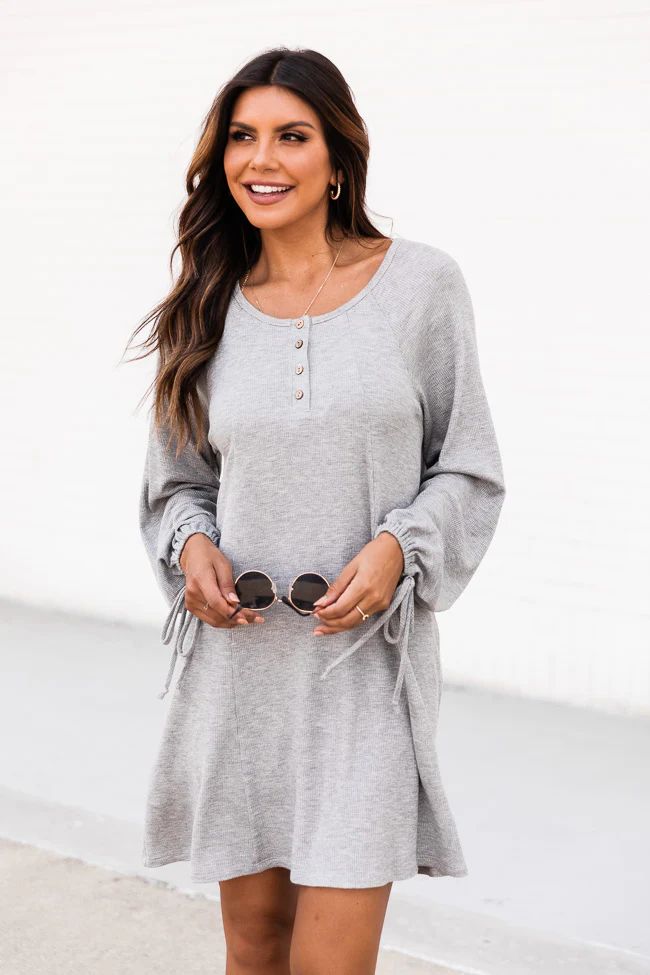 Taken By You Grey Henley Dress | The Pink Lily Boutique