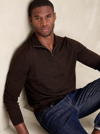 Merino Wool Half Zip Sweater | Banana Republic Factory