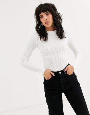 Topshop jumper with crew neck in ivory | ASOS UK