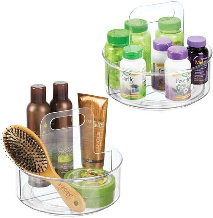 mDesign Deep Plastic Spinning Lazy Susan Turntable Storage Caddy Tray - Portable Rotating Vanity ... | Amazon (US)