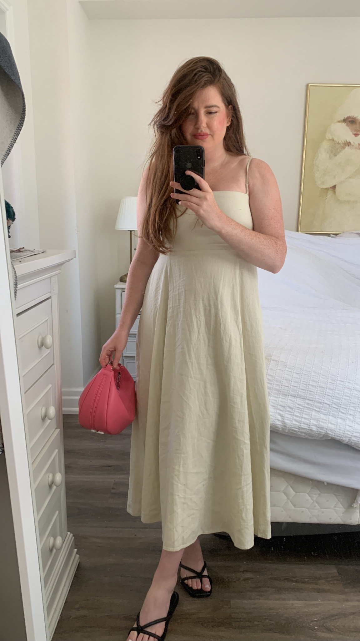 Summer dresses, linen dress, white dress, pink bag, black sandals, summer outfit. 

#LTKshoes #LTKbag #LTKsummer