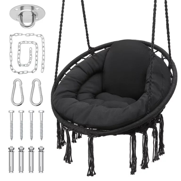 MoNiBloom Hammock Chair, Macrame Hanging Swing Chair with Padded Cushion, Max 350lbs, Hanging Cot... | Walmart (US)