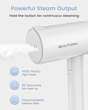 BEAUTURAL Steamer for Clothes, Foldable Handheld Clothing Wrinkles Remover for Garments, 30-Secon... | Amazon (US)