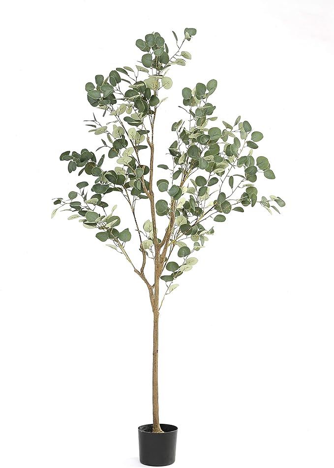 DIIGER Artificial Tree Plant Eucalyptus Tree 6FT Tall，, Modern Large Fake Plant Decor in Pot fo... | Amazon (US)