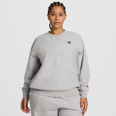 Champion Women's Fleece Crewneck Sweatshirt - Heather Gray 1X | Target