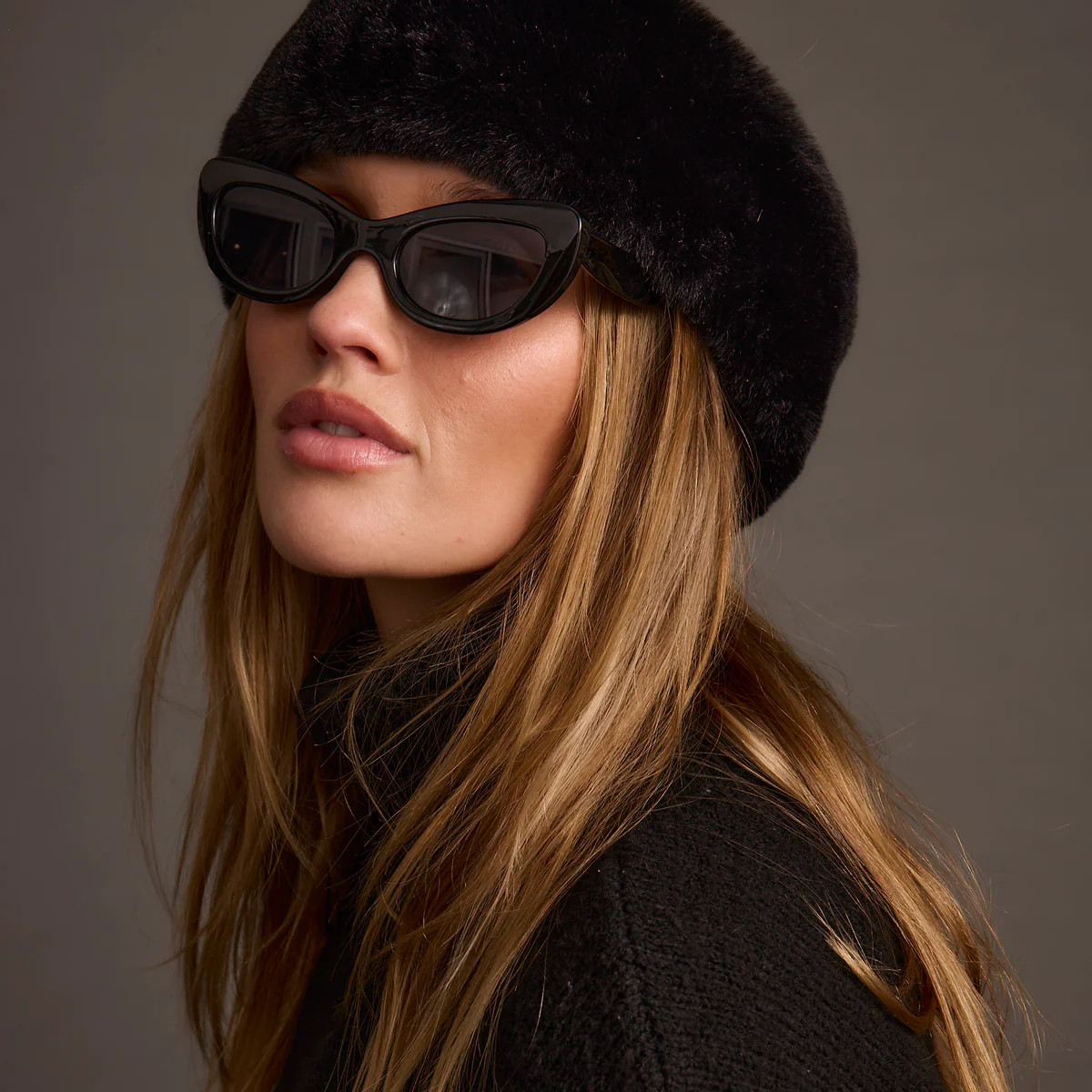 Chalet Black Faux Fur Headband | 12th Tribe