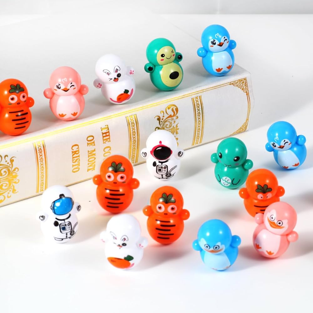 60pcs Mini Animal Tumbler Toy Set for Kids Party Favors, righting Doll Fidget Toys, Cute Tumbler ... | Amazon (US)