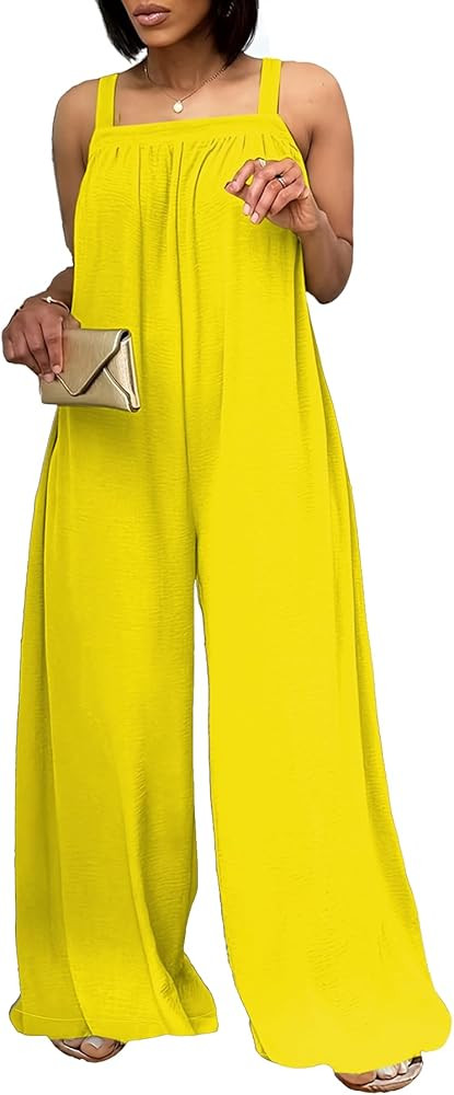 Nimsruc Women's Sleeveless Wide Leg Jumpsuit Casual Summer Loose Romper With Pockets 2026 | Amazon (US)