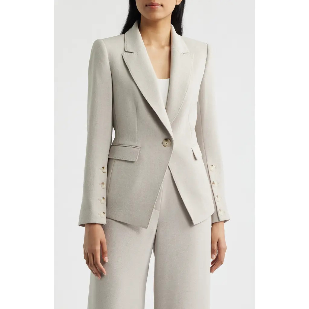 Tahari ASL One-Button Blazer in Straw at Nordstrom, Size 10 | Nordstrom