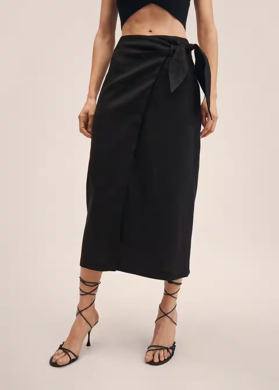 Linen-blend wrap skirt | MANGO (US)