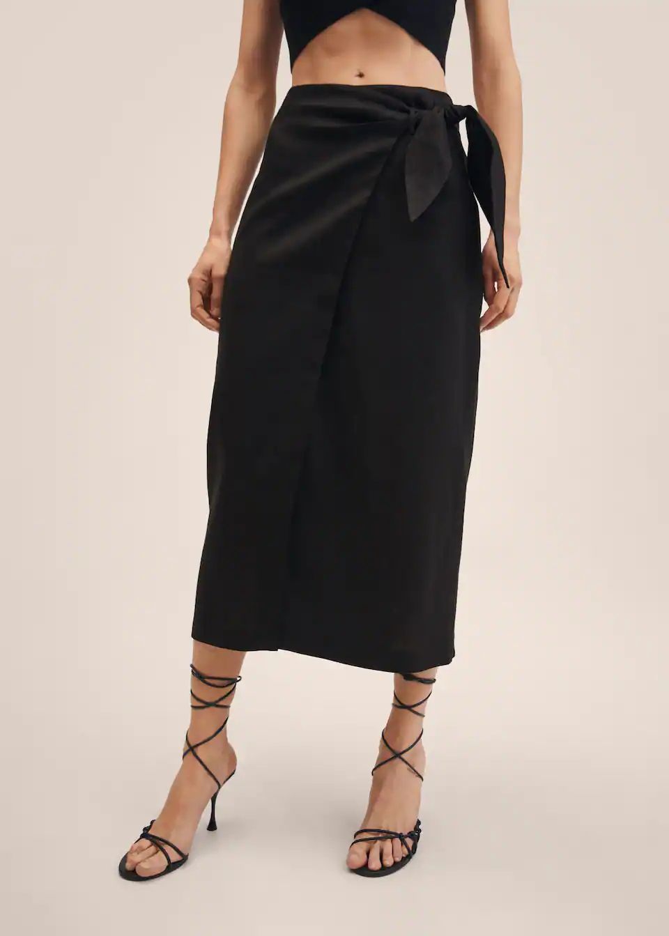 Linen-blend wrap skirt | MANGO (US)