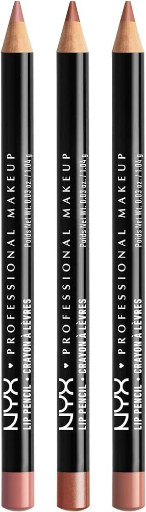 NYX PROFESSIONAL MAKEUP Slim Lip Pencil, Long-Lasting Creamy Lip Liner - Pack Of 3 (Peakaboo Neut... | Amazon (US)