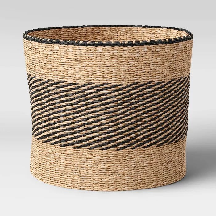 Round Seagrass Basket Striped 12" x 14" Natural/Black - Project 62™ | Target