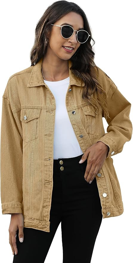 Omoone Women's Oversized Mid Long Denim Jacket Jean Biker Coat | Amazon (US)