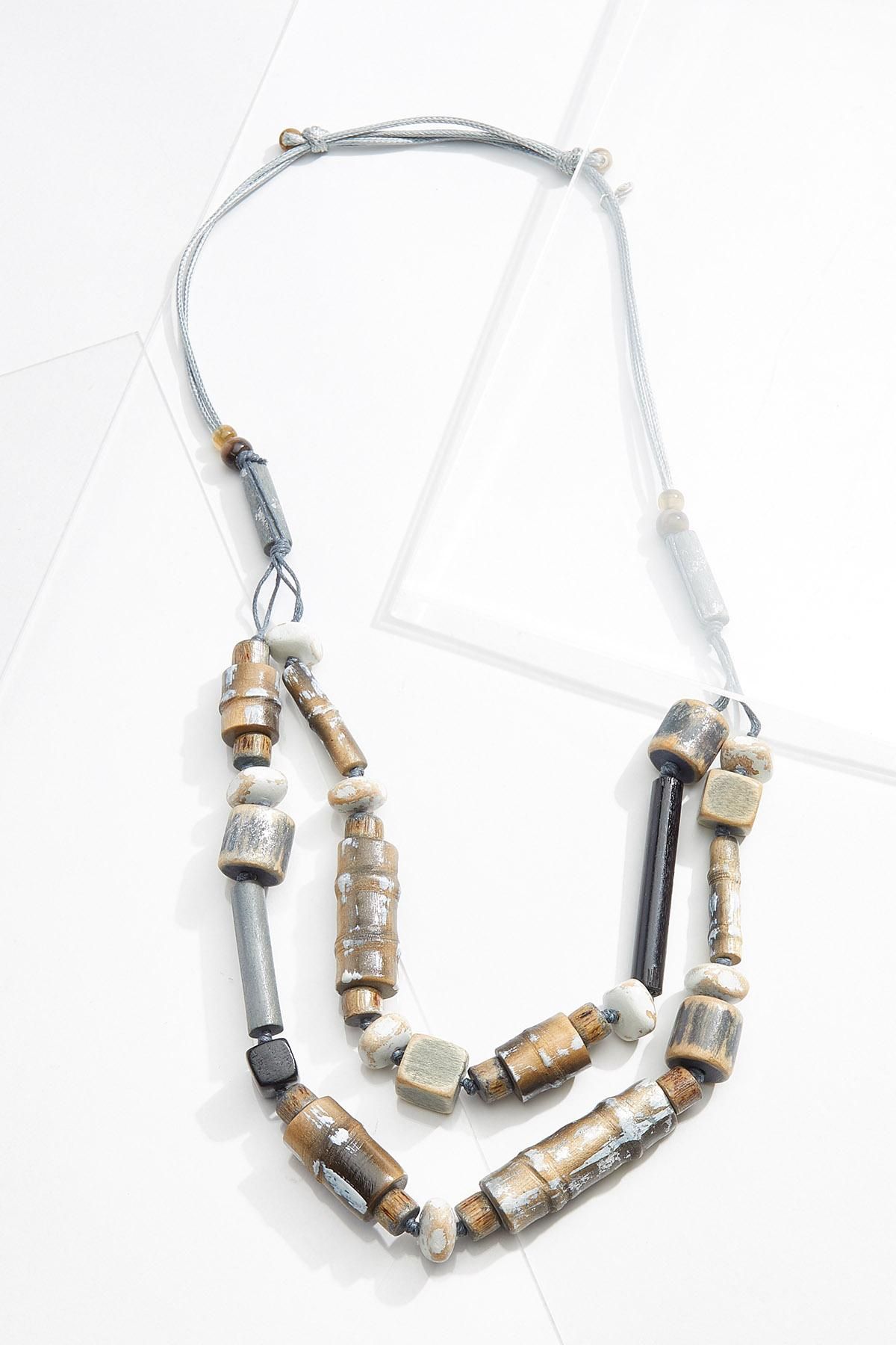 Chunky Wood Layered Necklace | Cato Fashions