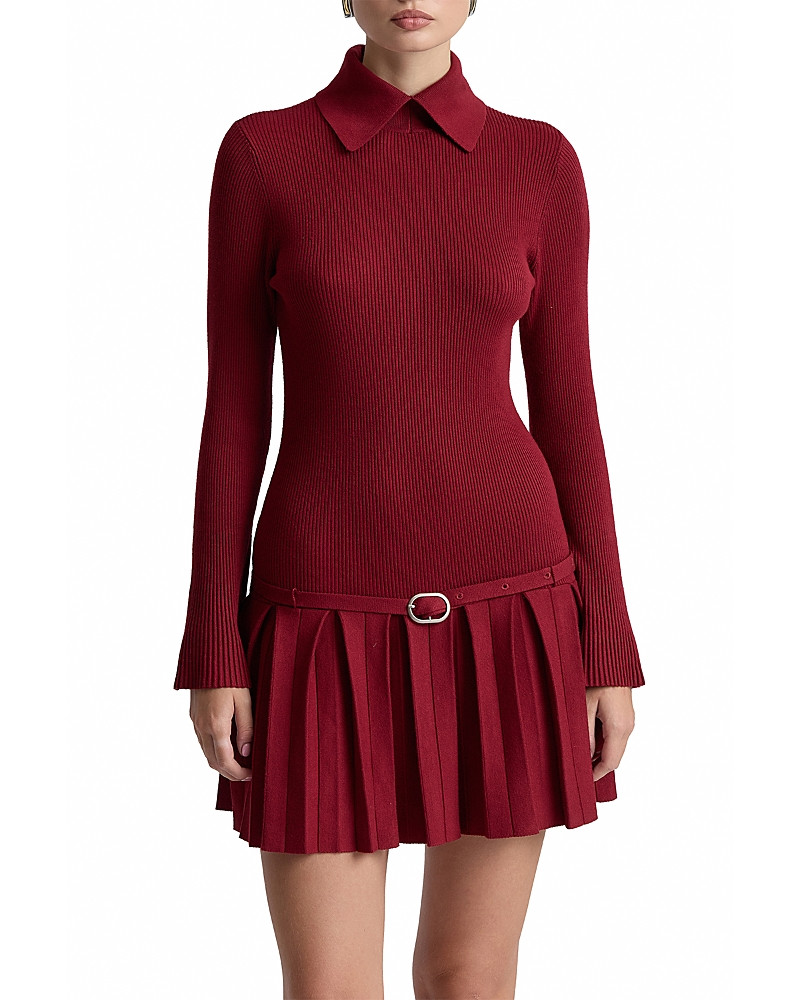 Avec Les Filles Belted Drop Waist Pleated Sweater Dress | Bloomingdale's (US)