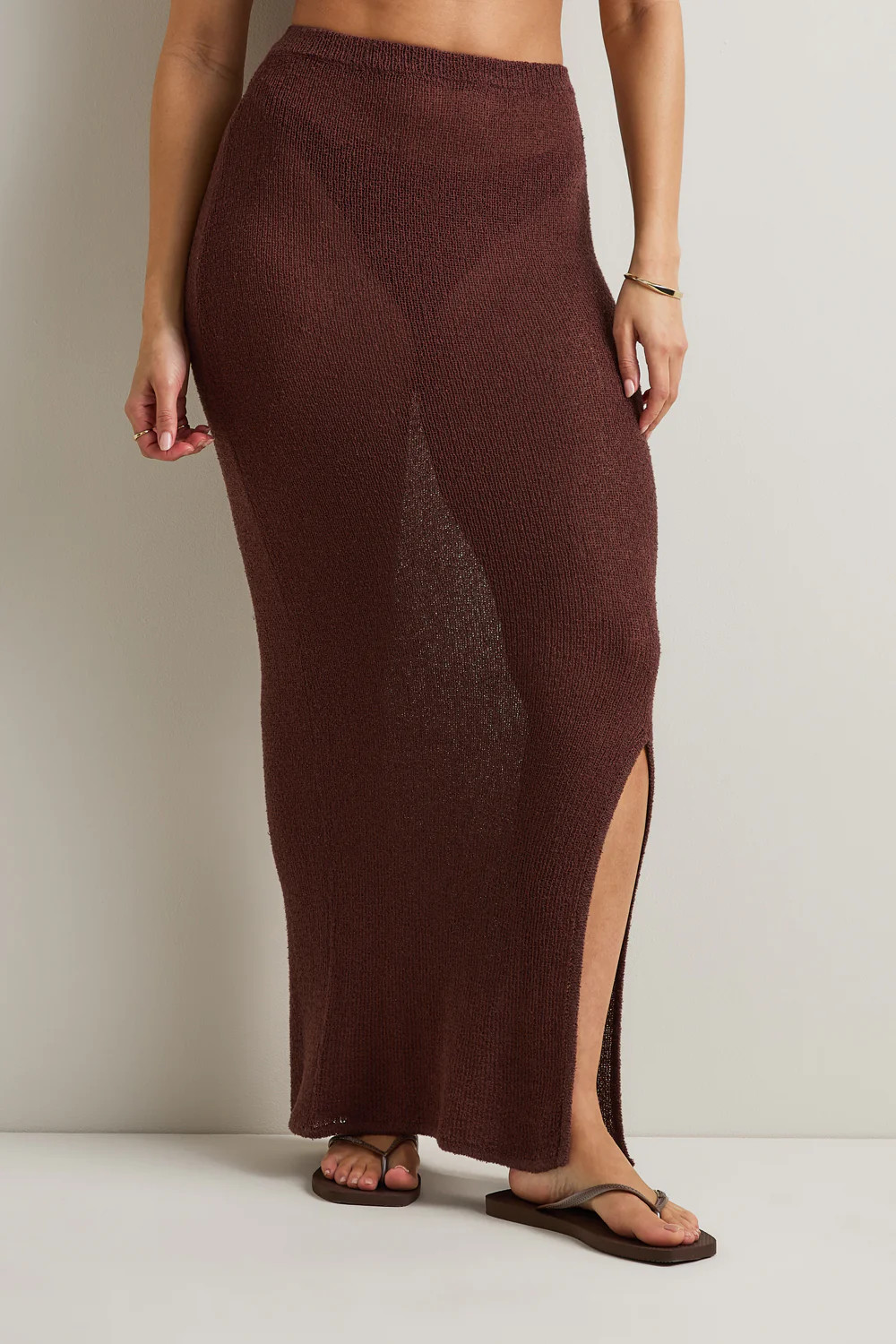 Beach Knit Maxi Skirt - Brown | TALA (UK)