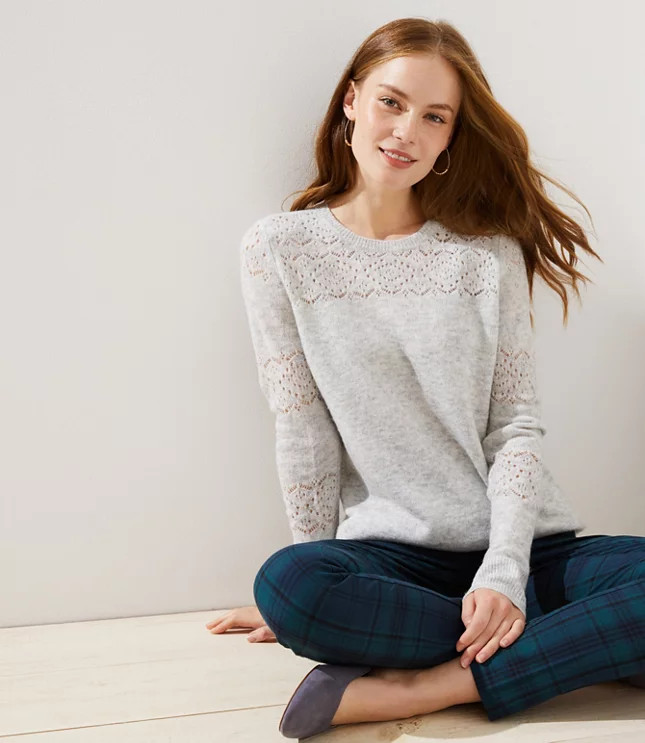 Petite Lacy Pointelle Sweater | LOFT | LOFT