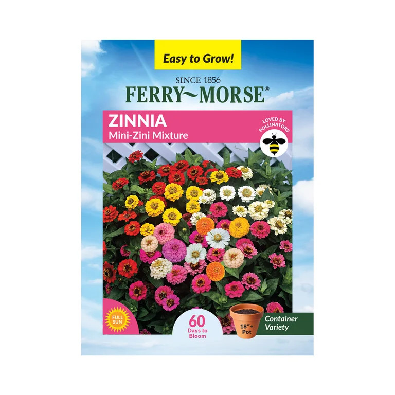 Ferry-Morse 360MG Zinnia Mini Zini Mixture Annual Flower Seeds, Full Sun | Walmart (US)