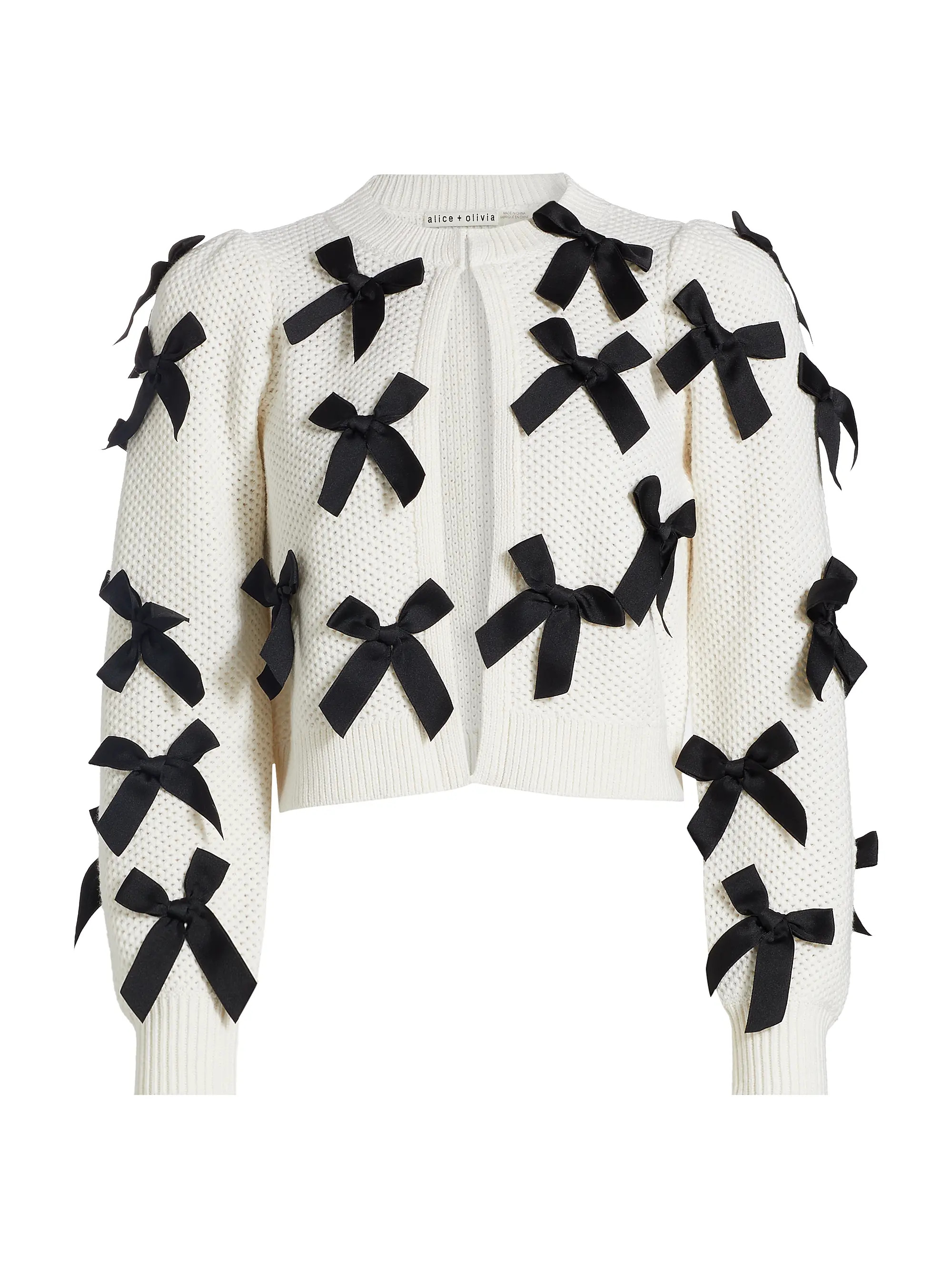Kitty Bow Wool-Blend Cardigan | Saks Fifth Avenue