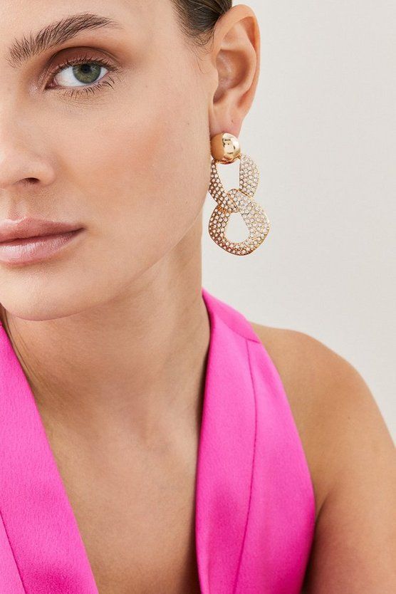 Diamante Statement Drop Earrings | Karen Millen US