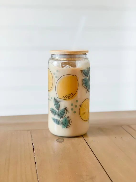 Glass Beer Can  Lemon Iced Coffee Glass  Iced Coffee  Can | Etsy | Etsy (US)