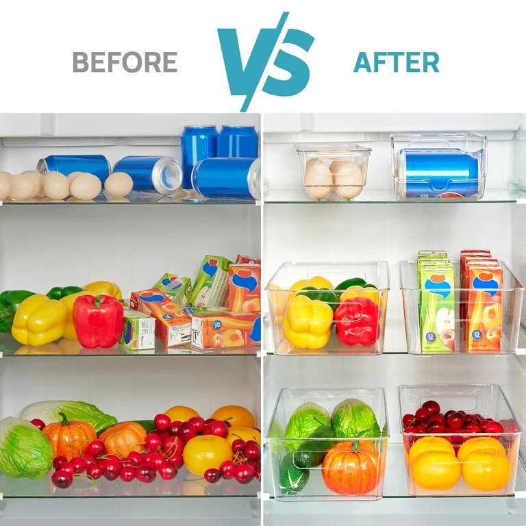 Vtopmart Set of 10 Fridge Organizer, Refrigerator Organizing Bins with Handles, BPA-Free Clear Pl... | Walmart (US)