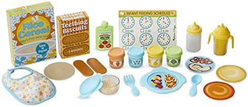 Melissa & Doug Mine to Love Mealtime Play Set for Dolls with Bottle, Pretend Baby Food Jars, Snac... | Amazon (US)