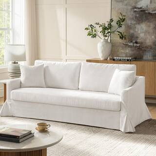 JAYDEN CREATION Wilfried Modern 80.7 in. W Flared Arm Polyester Slipcovered Rectangle Sofa with R... | The Home Depot