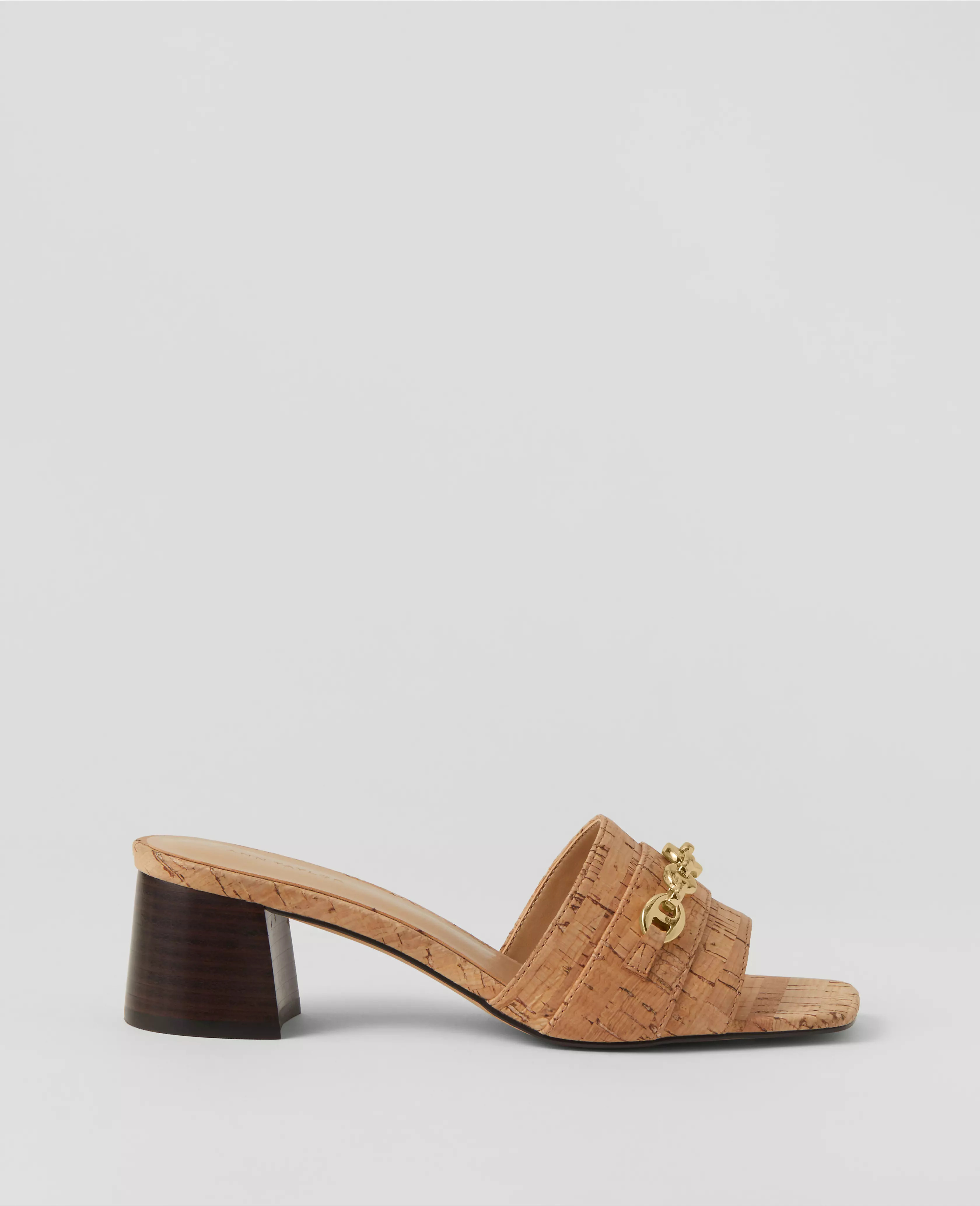 Cork Chain Flare Block Heel Sandals | Ann Taylor